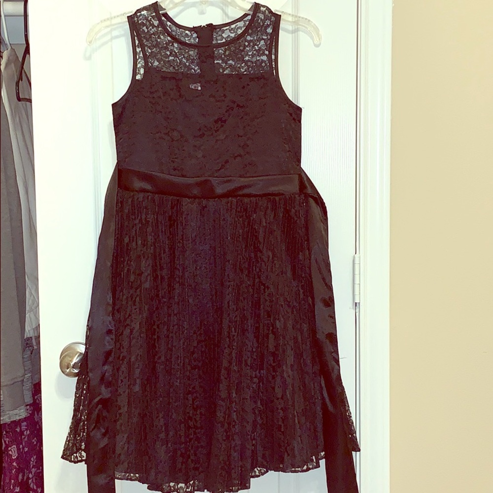 Black lace formal girls dress